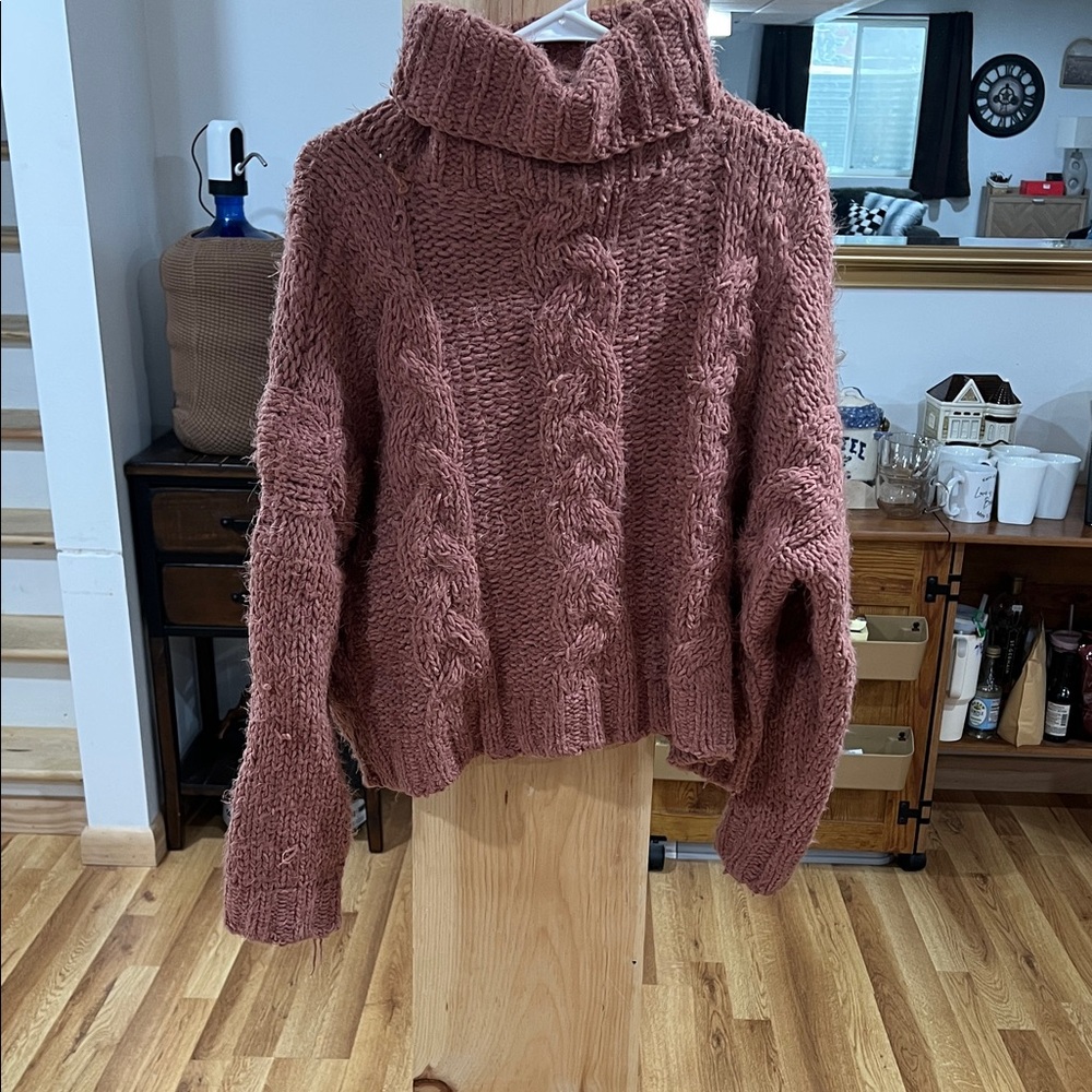Dance & Marvel Chunky Knit Turtleneck Sweater - Mauve